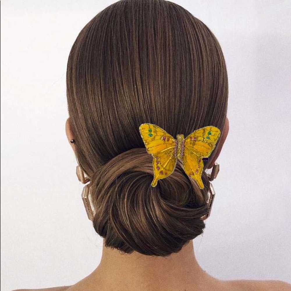 Traveling Butterflies yellow butterfly hair clip